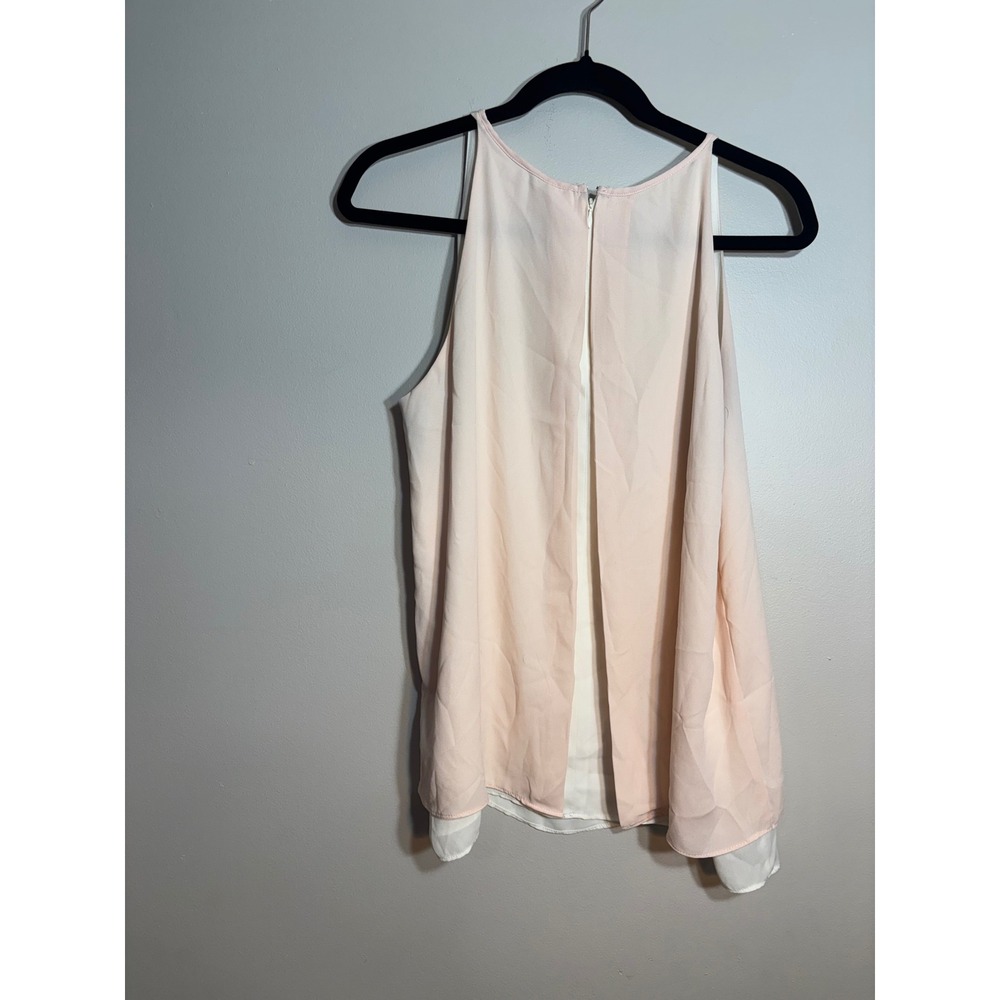 Saint Tropez West Womens Blush Pink Layered Sleeveless Blouse Split Back Size M - Picture 4 of 4